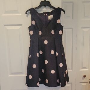 NEW! Kate Spade Navy and Pink Polka Dot Midi Dress